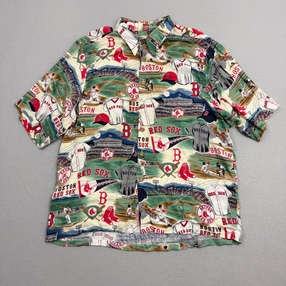 Reyn Spooner Shirt Men XL Multi Boston Red Sox Hawaiian Baseball All Over Print